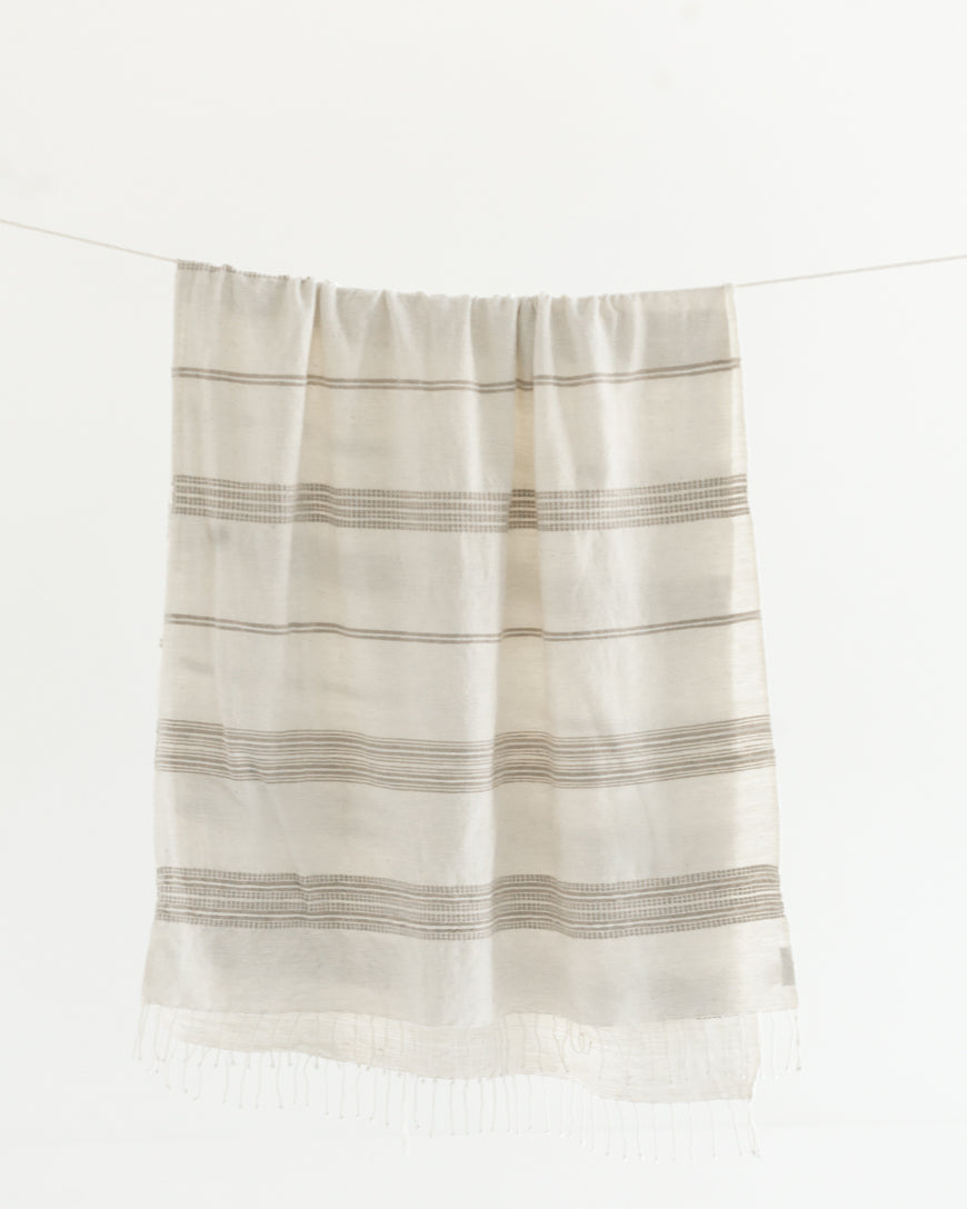 Aden Cotton Throw Blanket Natural with Stone