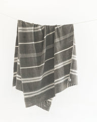 Aden Cotton Throw Blanket Grey with Natural