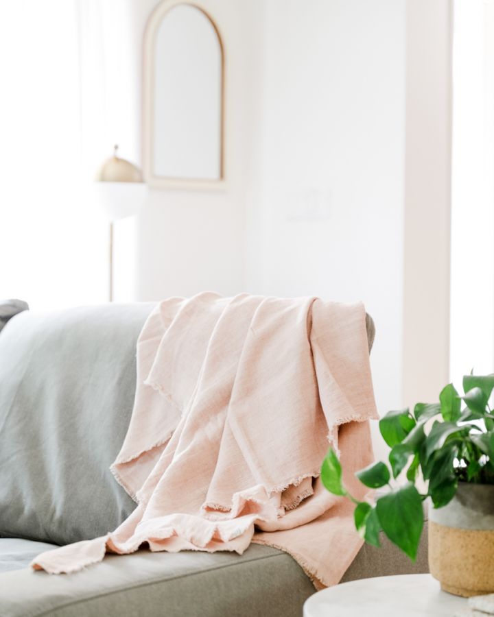 Haven Stone Washed Linen Throw Blanket