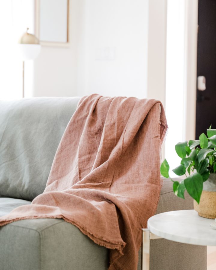 Haven Stone Washed Linen Throw Blanket