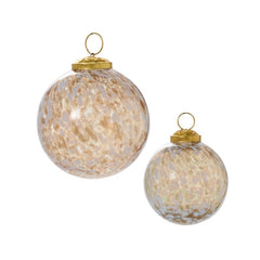 Golden Frost Glass Ornament Collection – Elegant Gold & White Christmas Ornaments (Set of 6) 4.0 x 4.0 x 4.0