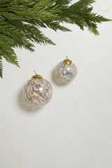 Golden Frost Glass Ornament Collection – Elegant Gold & White Christmas Ornaments (Set of 6)