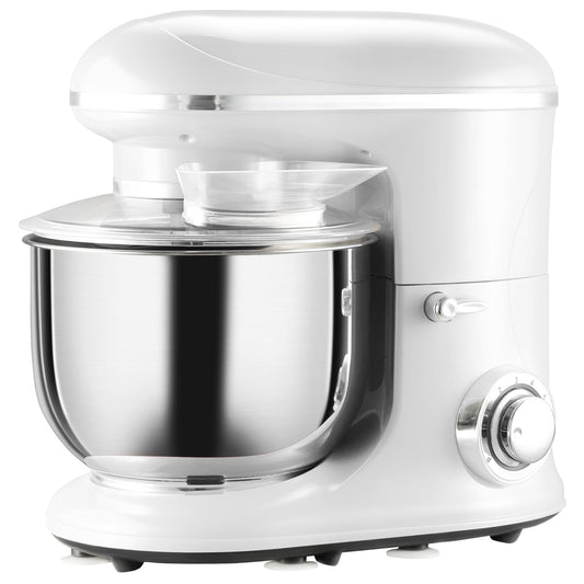 Stand Mixer with 6+1P Speed, 600W Tilt Head Kitchen Electric Mixer with 6 Qt Stainless Steel Mixing Bowl, Beater, Dough Hook and Splash Guard for Baking Bread, Cakes, and Cookies, Silver