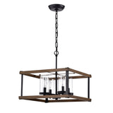 Wood Grain 4-light Chandelier in Matte Black