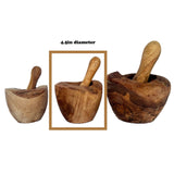 Hand Carved Olive Wood Rustic Mortar and Pestle