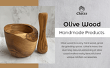 Hand Carved Olive Wood Rustic Mortar and Pestle