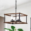 Wood Grain 4-light Chandelier in Matte Black