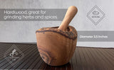 Hand Carved Olive Wood Rustic Mortar and Pestle