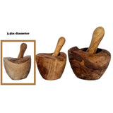 Hand Carved Olive Wood Rustic Mortar and Pestle