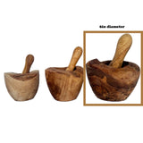 Hand Carved Olive Wood Rustic Mortar and Pestle