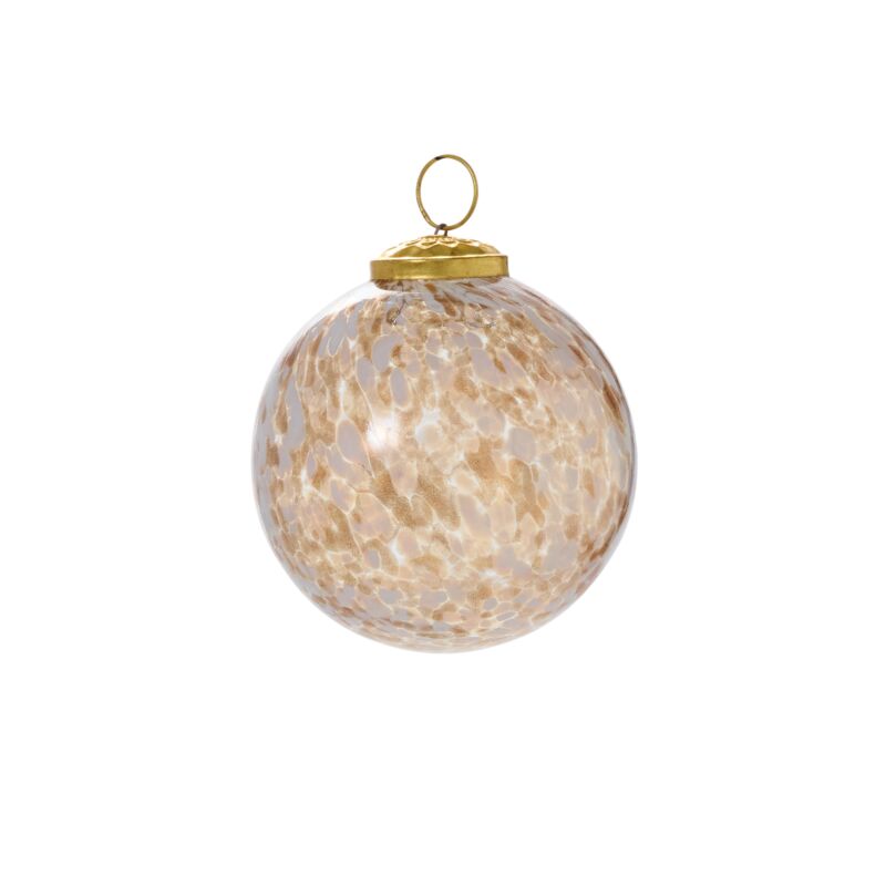 Golden Frost Glass Ornament Collection – Elegant Gold & White Christmas Ornaments (Set of 6) 3.0 x 3.0 x 3.0