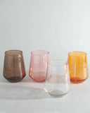 Pair of PebbleWood Hammered Glass Stemless Tumblers
