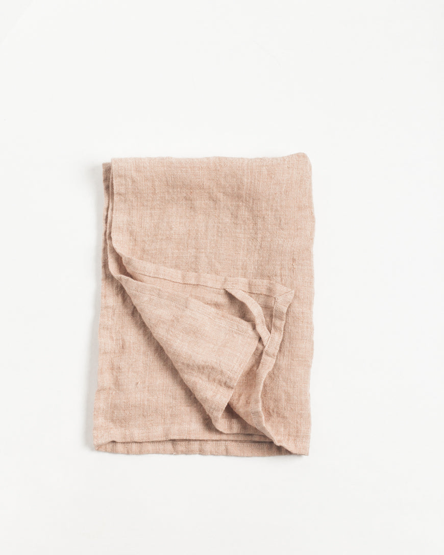 Stone Washed Linen Tea Towel Blush