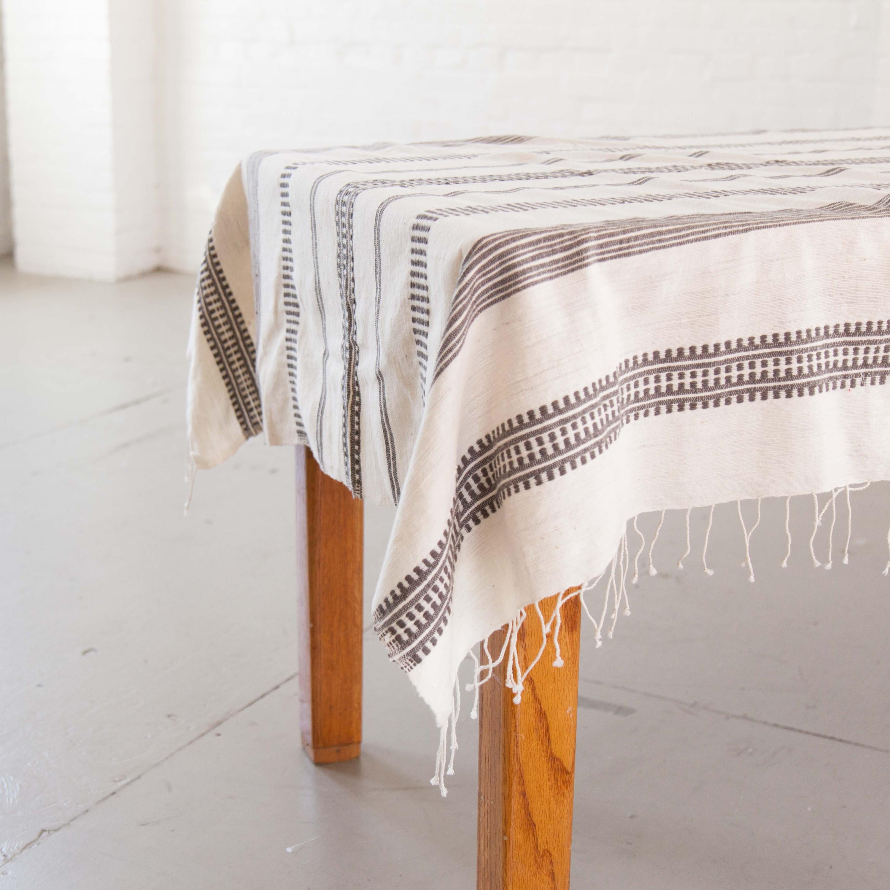 Avery Striped Cotton Tablecloth