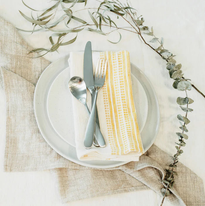 Avery Cotton Dinner Napkin Natural with Gold Set of 2