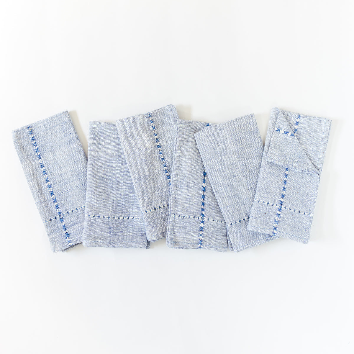 NaturaStitch Cotton Napkins Blue Set of 6