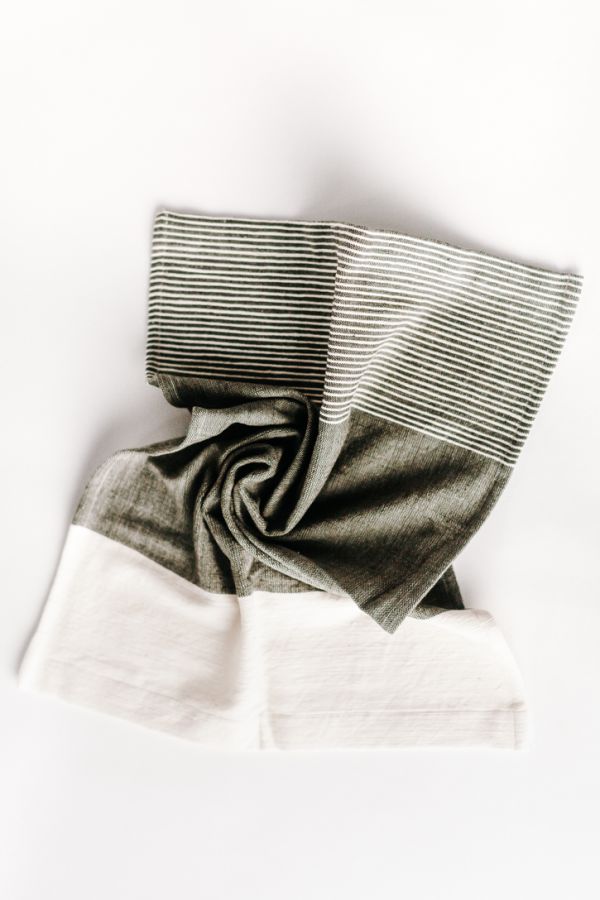HarborStripe Cotton Tea Towel Grey