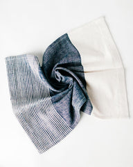 HarborStripe Cotton Tea Towel Navy