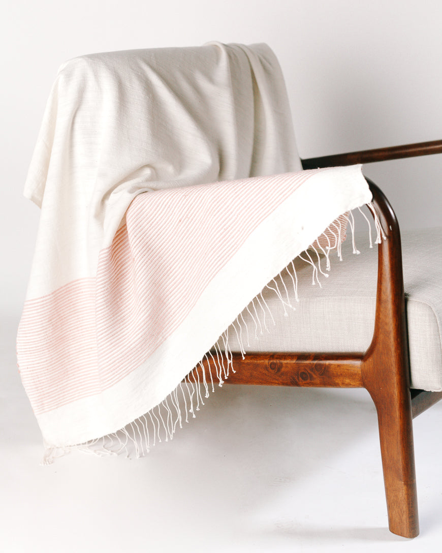 Riviera Cotton Throw Blanket Blush 38 x 72